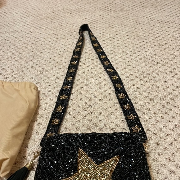 Black and gold star beaded moyna purse - Picture 5 of 6
